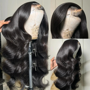 Parrucca senza colla <span class=keywords><strong>a</strong></span> onda del corpo 13x4 con cuticola vergine nera di colore naturale dei capelli umani allineata HD <span class=keywords><strong>pizzo</strong></span> trasparente svizzero frontale - Product Image 4