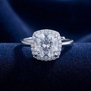 Bague pour femme en argent 925, agate mousse taille coussin, plaqué or rose et rhodium, sertie griffe, tendance et élégante, pour fiançailles - Product Image 2