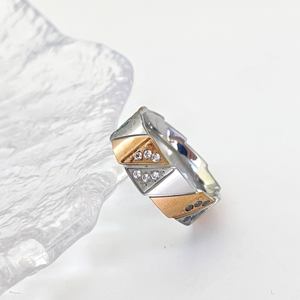 Модное минималистичное кольцо из нержавеющей стали с позолотой 18K и цирконами, высококачественный дизайн с гравировкой, для мужчин и женщин, для свадьбы - Product Image 4