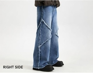 Jeans en denim baggy de qualité supérieure, coupe décontractée, jambe large, pantalon streetwear décontracté, disponible au prix de gros - Product Image 1