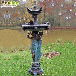 Garden Cast Woman Sculpture Bronze Lady Statue Exterior Fountain Supplier