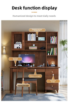 Bureau intégré avec étagère, bureau d'ordinateur pour le télétravail, table d'étude simple pour chambre à coucher