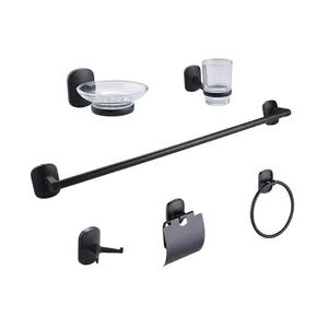 Ensemble d'accessoires de salle de bain en alliage de zinc, raccords de bain, accessoires hygiéniques pour salle de bain, noir