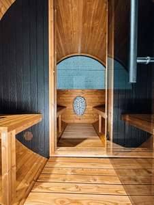 L'évasion ultime dans le jardin : sauna en forme de baril haut de gamme pour 6 personnes avec une fenêtre panoramique spacieuse - Product Image 4