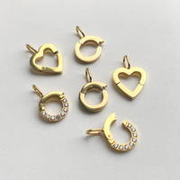 Attaches à clipser ouvrables pour breloques, fermoirs pliables plaqués or, petites tailles, anneaux à ressort ronds en forme de cœur pour la création de bijoux DIY