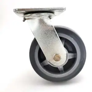 Wholesale noiseless grey swivel fixed heavy duty rubber wheel caster 125mm caster wheel swivel gray tpr caster