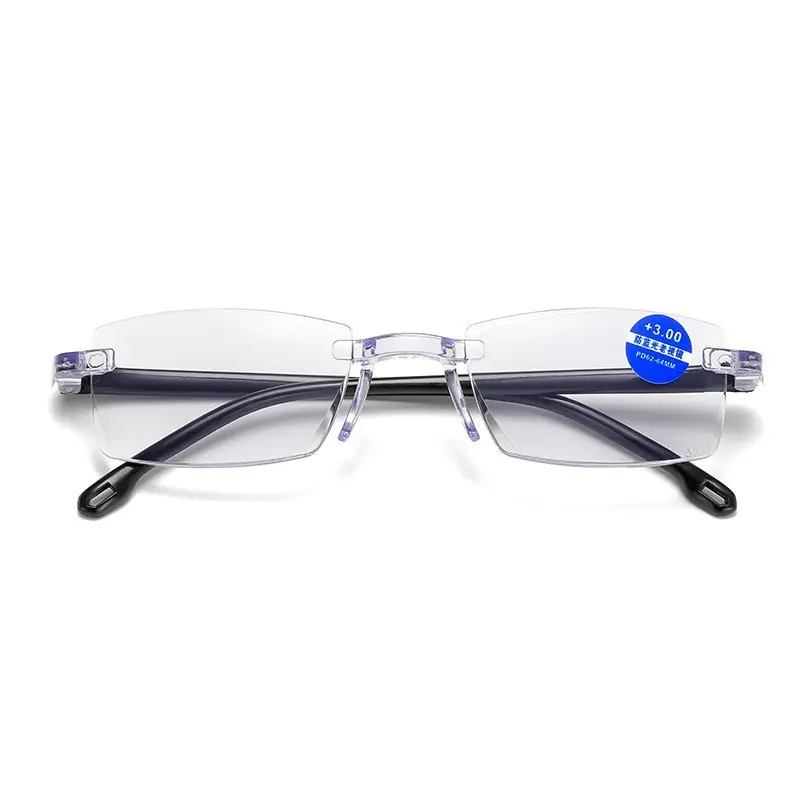 Популярные очки для дальнозоркости с защитой от синего излучения, напольные очки, оптовая продажа, ультралегкие очки для дальнозоркости без оправы с бриллиантовыми краями