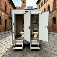 Offre Spéciale : Cabine Sanitaire Portable de Luxe à 2 Postes avec Climatisation, Douche et Lavabo pour Événements Extérieurs, Mariages et Chantiers