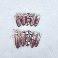 Ongles artificiels faits à la main style arc en forme d'ongle long ovale de haute qualité et réutilisable