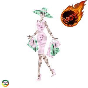 All'ingrosso rosa e verde AKA Afro Lady strass trasferimento di calore personalizzato Sorority strass in ferro su motivo per t-shirt - Product Image 4