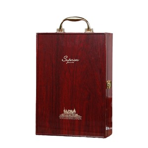 Solid wood piano lacquer wine <b>gift</b> <b>box</b>, single or double bottle wine packaging, hand-held <b>gift</b> <b>box</b>, wholesale available. - Product Image 5