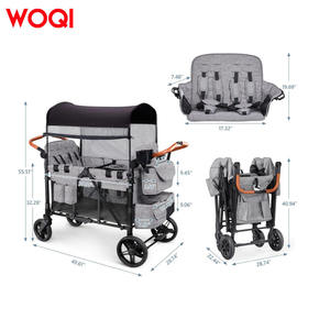 Cochecito Plegable para Bebés Woqi, Carrito Todoterreno para 4 Niños con Bolsa de Almacenamiento, Mango Ajustable, Gris, 85x52x138 cm - Product Image 5