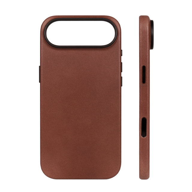 Premium Genuine Cowhide Real Leather Phone Case Luxury Wireless Charging Feature Anti-Drop Magnetic Design for iPhone 17 Series