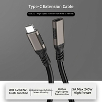 Cable de Extensión USB C 3.1 Gen2 de 240W, 8K 60Hz, Duplicación de Pantalla, Video 20Gbps, Cable de Proyección, 5A, Tipo C Macho a Hembra