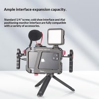 Ulanzi Lino Cage de Vlog Multi-Interfaces Double Poignée pour Photographie et Vidéographie Mobile avec Accessoires d'Extension Hot/Cold Shoe