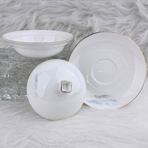 Vaisselle en porcelaine orientale simple, bol en céramique chinoise, assiette ronde et soucoupe à épices pour la décoration de la maison - Product Image 4