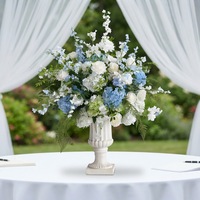 Décoration de mariage Centre de table Composition florale bleue et blanche Grande boule de fleurs Fleurs en soie mélangées Effet naturel Décoration d'allée