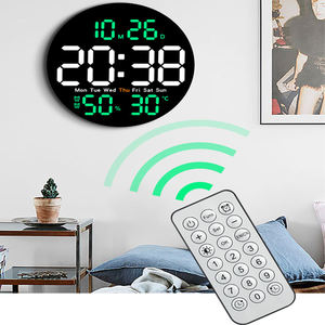 홈 데코 플라스틱 벽걸이 시계 대형 화면 디지털 LED 리모컨 포함 습도 온도 거실 선물 - Product Image 6