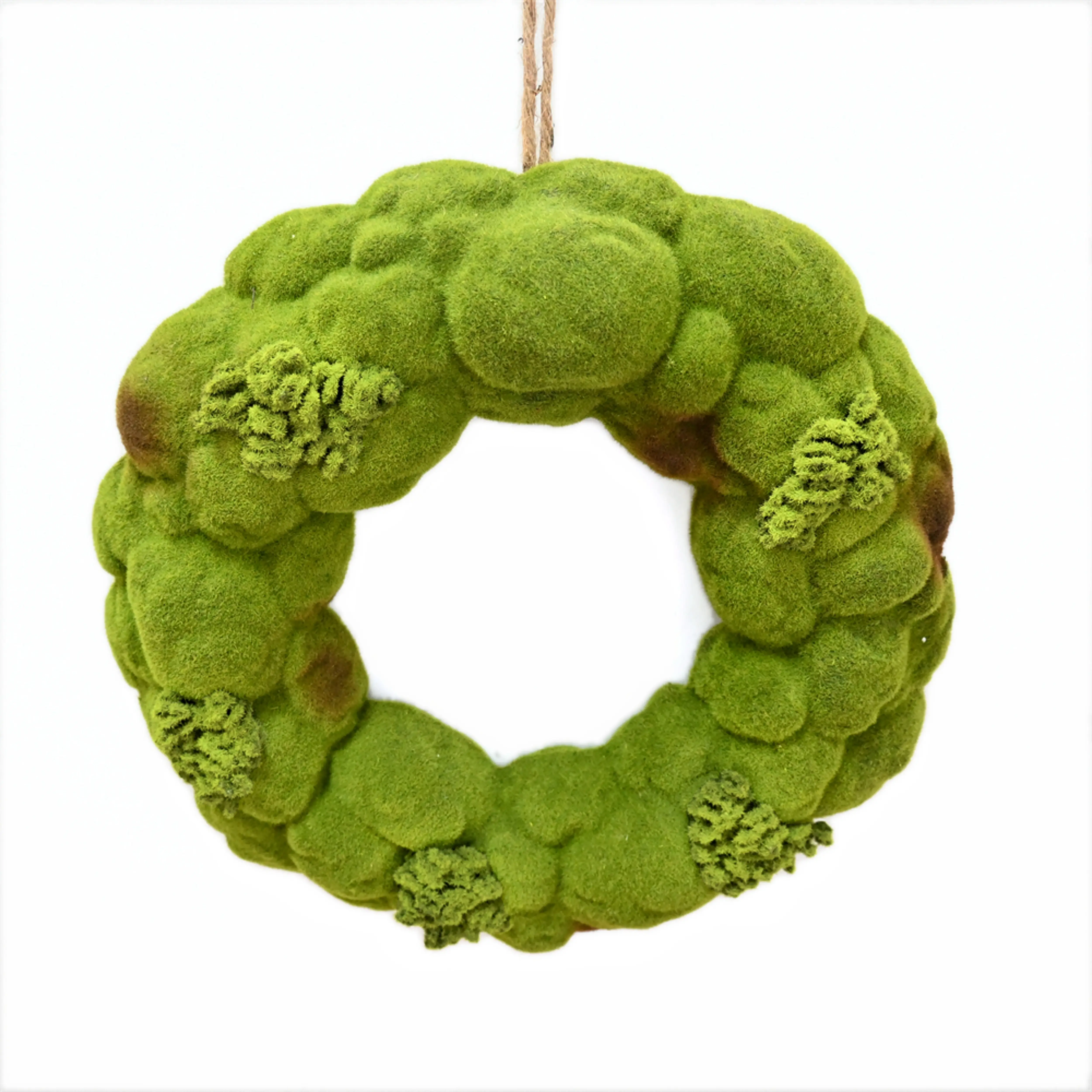 15.5 Inch Artificial Moss Wreath Flocked Foam Stone Garden Decor Simulation Moss Rocks Circle