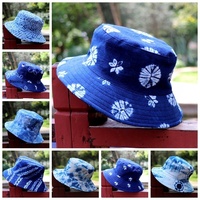 Sombrero de Pescador Teñido a Mano, 100% Algodón, Ala Ancha, UPF50, Teñido con Tintes Vegetales, Estilo Étnico Retro, Unisex