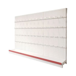 Étagère de présentation de style panneau perforé, meuble de rangement avec filet latéral, origine Chine, blanc/rouge, pour supermarchés, magasins de puériculture, coins d'agencement - Product Image 5