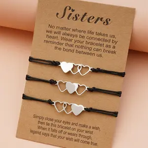 3 unids/set de acero inoxidable hermanas mejores amigos pulseras del encanto de la joyería de la Amistad pulsera Macrame para mejor amiga hermana