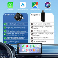 Rhythm Portable Auto BT Adapter Dongle Wireless CarPlay para coches Android con conexión automática y USB para coches