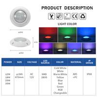 Lumière de piscine de haute qualité 12V, montage en surface, ABS, IP68, étanche, RGB, éclairage sous-marin pour piscine
