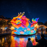Lanternes suspendues géantes en forme de carpe dragon et de lotus, éclairages de plafond pour centres commerciaux, idéales pour le Nouvel An et les expositions commerciales