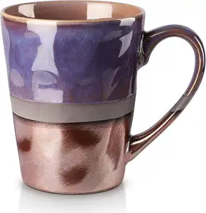 18 onces Tasses à Café Lot de 2, Grande Porcelaine Tasses pour le Café, Thé, Cacao, marteau de style Tasses En Céramique avec Grande Poignée, Bleu