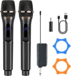 Professional <b>Wireless</b> Dual Microphones Karaoke for Singing Cordless Dynamic Microphone System With Rechargeable - Product Image 1