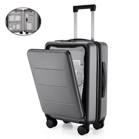 Ensemble de valises à roulettes ABS+PC avec compartiment de rangement, bagage cabine 20 pouces (pour le week-end)