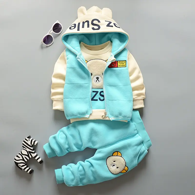 Conjunto de ropa de primavera para niños, conjunto de 3 piezas de ropa de invierno con dibujos animados para bebés de 2 a 3 años