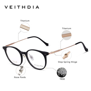 Veithdia Transparent Round Optical Eyeglasses <b>Frame</b> Pure Titanium Unisex Full-<b>Frame</b> Blue Light Protection - Product Image 3