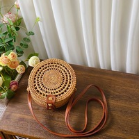 FSP211 nouveauté à la mode Vintage rotin couleur paille sacs femmes tissé à la main paille haut-poignée sac avec anneau rond poignée