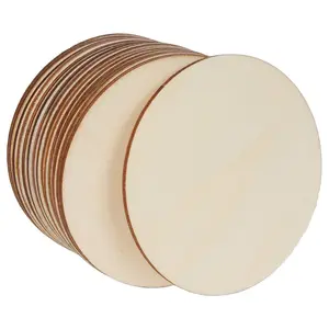 Onafgewerkt 1Mm 2Mm 3Mm Houten Multiplex Ronde Plak Houten Tag Blanco Houten Deurhanger Teken Voor Lasersnijden Gebruik Diy