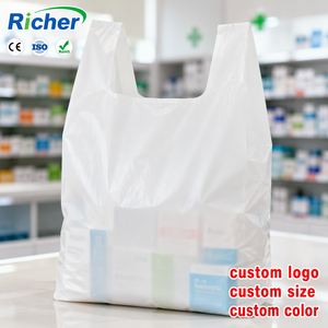 Richer Plain Natural T-Shirt Grocery <b>Bags</b> Made in Vietnam Supermarket Carrier Vest Style PE Roll Pack Wholesale Bulk Supply - Product Image 1