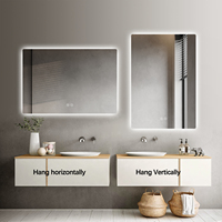 Miroir de salle de bain LED rectangulaire sans cadre, rétroéclairé, à commande tactile, 3 couleurs, anti-buée, montage vertical/horizontal, CE RoHS