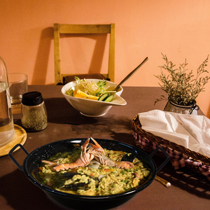 Poêle à <span class=keywords><strong>Paella</strong></span> espagnole <span class=keywords><strong>pour</strong></span> les réunions, en acier au carbone avec poignées rouges confortables - Product Image 5