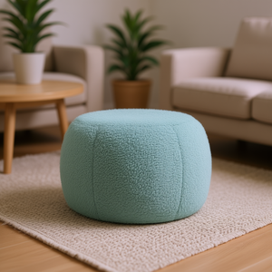 Pouf DB Jaxx Ellis vert minéral en fausse fourrure d'agneau, ottoman moderne pour la décoration du salon, petite taille - Product Image 2