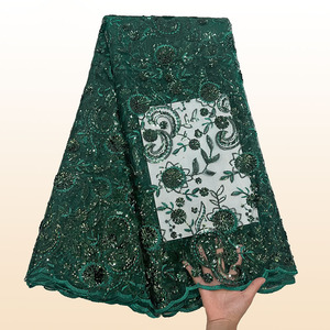 2025 alta qualità francese nigeriano netto di pizzo <span class=keywords><strong>eleganti</strong></span> <span class=keywords><strong>abiti</strong></span> da sposa ricamati 5 iarde africano Tulle maglia paillettes <span class=keywords><strong>per</strong></span> - Product Image 1