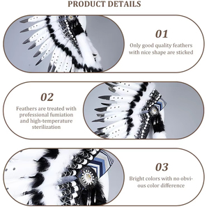 Bandeau en plumes d'inspiration ethnique avec glands perlés Accessoire pour les fêtes et les accessoires de costumes de photographie - Product Image 6