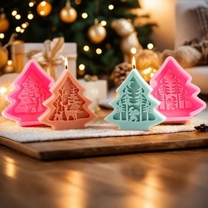 Christmas Tree Scented <b>Candle</b> Silicone <b>Mold</b> Pink Non-Toxic Reusable Heat Resistant Festive Home Decor Gifts Winter Celebrations - Product Image 3