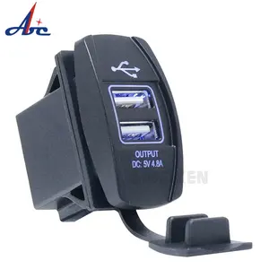 12V 4.8A Motorfiets Auto Dual Usb-poort Charger Socket Plug Power Multi USB Charger