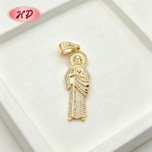 Pendentif religieux en zircon étincelant, collier avec breloques Sainte Vierge Marie, plaqué or antique, bijoux tendance pour usage quotidien - Product Image 4