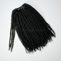 Extensions de cheveux humains brésiliens bouclés afro, super double drawn, cuticules alignées, vierges bruts, texture crépue, en trame
