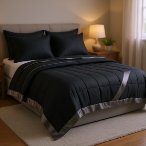 Coperta Alternativa al Piumino Downworlds, Leggera, Trapuntata, Nera, per Tutte le Stagioni, Stile Moderno, in Poliestere, Lavabile in Lavatrice - Product Image 2