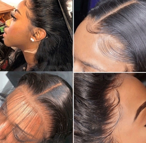 Parrucca Frontale 360 Trasparente in Pizzo HD con <span class=keywords><strong>Capelli</strong></span> Umani Vergini Brasiliani Grezzi Ondulati, Parrucca Completa in Pizzo HD per Donne Nere - Product Image 4