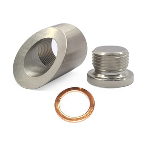 Kit d'adaptation de soudure d'échappement usiné CNC avec bouchon et embout fileté <span class=keywords><strong>à</strong></span> 45 degrés en acier inoxydable 304 M18*1.5 et joint en cuivre - Product Image 2