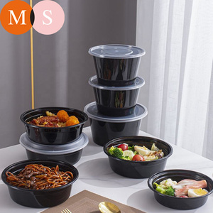 Đen tròn nhựa PP lò vi sóng nóng súp cốc nước sốt đóng gói bát với nắp phẳng thực phẩm dùng một lần <span class=keywords><strong>container</strong></span> - Product Image 5